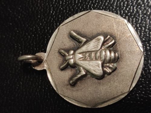 Medalla Plata 925 Abeja Maestra 20 Mm Redonda Y Cadena 40 Cm