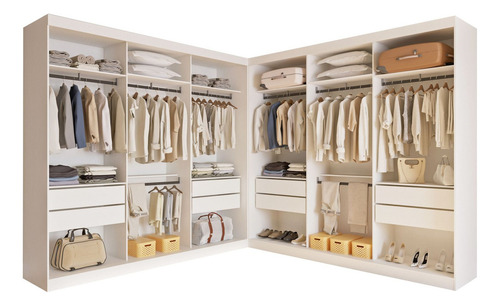 Closet Casal Sem Portas 8 Gavetas Paris Duo Premium Minastex