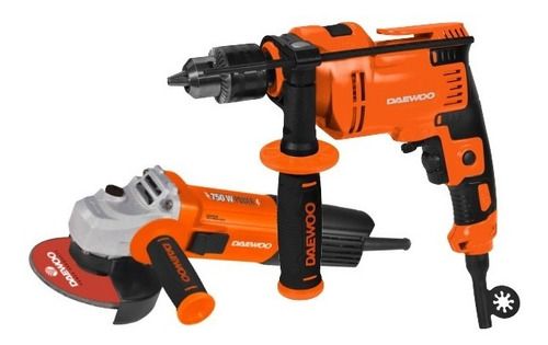 Imagen 3 de 5 de Kit Daewoo Amoladora Angular 750w + Taladro Percutor 550w Mm