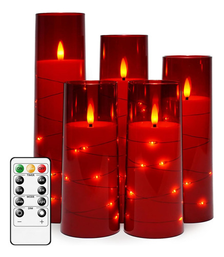 Velas Led Sin Llama Con Temporizador, 5 Velas Parpadeantes S