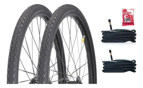 Par Pneu 700x45 Pirelli Touring 29 Hibrido + Câmaras De Ar Cor Válvula Grossa