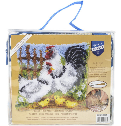 Vervaco  Kit Para Cojin Familia Pollo Una Granja Ganchillo