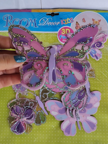 Mariposas Foami  Stickers Con Adhesivo Decor Kids 3d