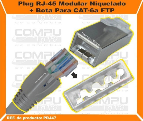 Imagen 2 de 6 de Plug Rj-45 Modular+ Bota Cat-6a Ftp Ref: Prj47 Computoys Sas