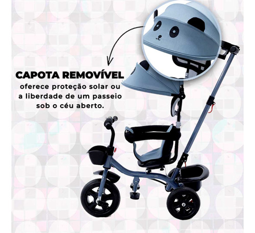 Triciclo Infantil Com Empurrador E Capota Baby Style Velox