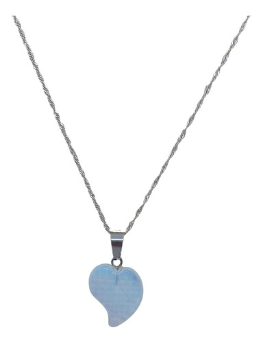 Colgante Corazón Cuarzo Azul - Cadena Plata | Bisutería Lola