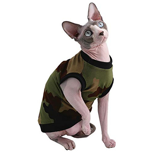 Camo Sphynx Gato Lindo Transpirable De Algodon Camiseta...