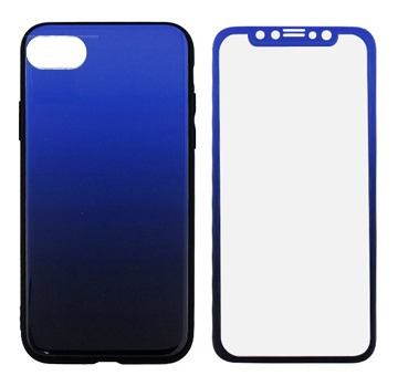 Protector iPhone 7/8/se 2020  Degrade Color Azul Y Negro