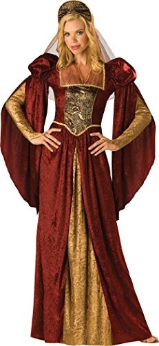 Disfraz Dama Renacentista, Borgoña/oro, Xl