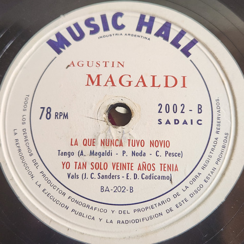 Pasta Agustin Magaldi Disco Doble 2002 Music Hall C578