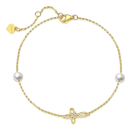 Fancime Pulsera Cruzada De Oro Amarillo Macizo De 14 Quilate