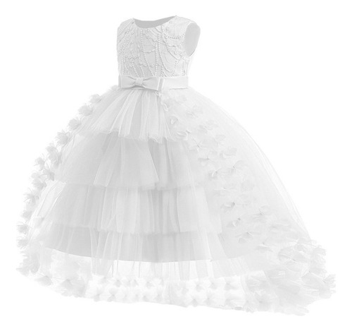 Vestido Elegante De Princesa De Boda For Niños Con Flores D