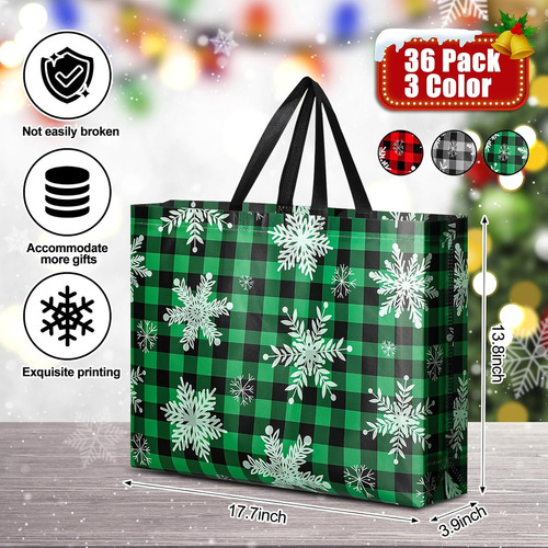 36 Bolsas De Regalo De Navidad Grandes Y Reutilizables De Ab
