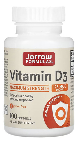 Jarrow Formulas Vitamina D3 125 Mcg 100 Caps Sabor Sin Sabor