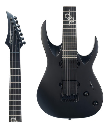Guitarra elétrica Solar A2.7 type a de mogno carbon black fosco com diapasão de ébano