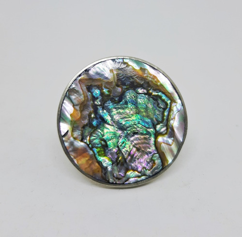 Anel De Abalone E Metal Alpaca Ajustável