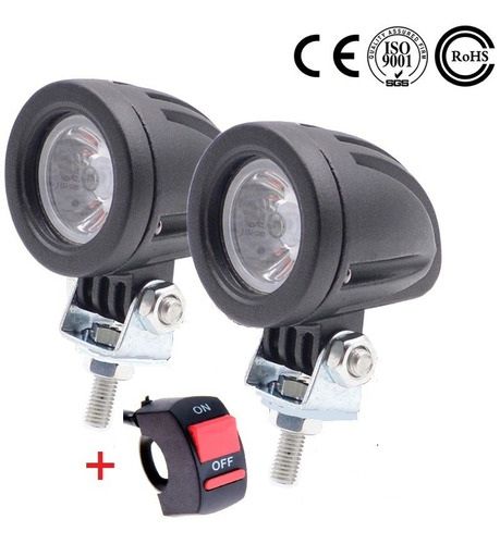 Par Faros Auxiliares Led Cree Moto 10w + Switch Envio Gratis