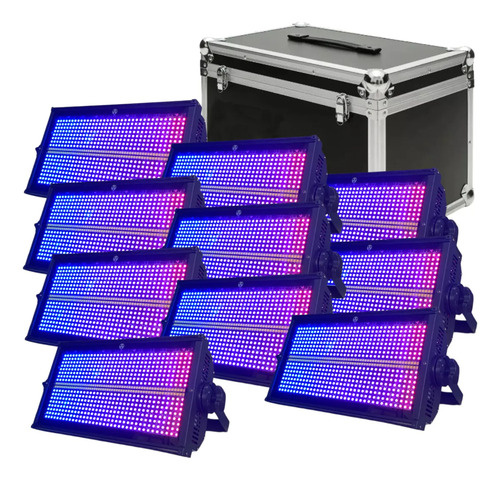 10 Strobo Atomic 1000w Led 960bm Rgbw Dmx Balada+case Brinde