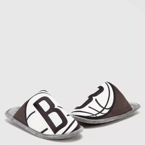 Pantuflas Nba Brooklyn Nets Color Gris Oscuro