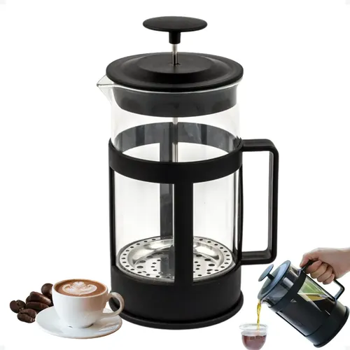 Prensa Francesa Cafeteira 600 Ml Café Gourmet Leite Cremoso Preto