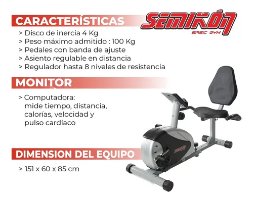 Bicicleta Fija Semikon Te 888rhp Disco 8 Niveles 100kg Csi