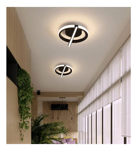 Plafon Anillo Led 44w Moderno - Aplique Techo Deco Puraluz Estructura Negro Cálido