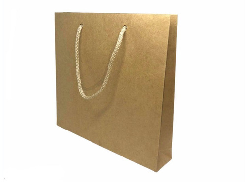 50 Bolsas De Papel Kraft Con Asas Macrame 15x3x14.5cm M-6