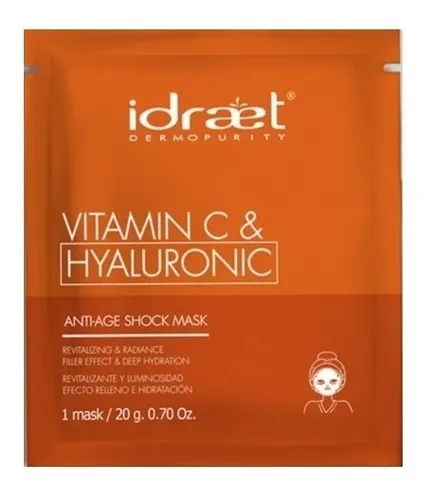 Mascarilla facial para piel Idraet Antiage Revitalizante Vitamina C Hialuronico 12g y 12mL
