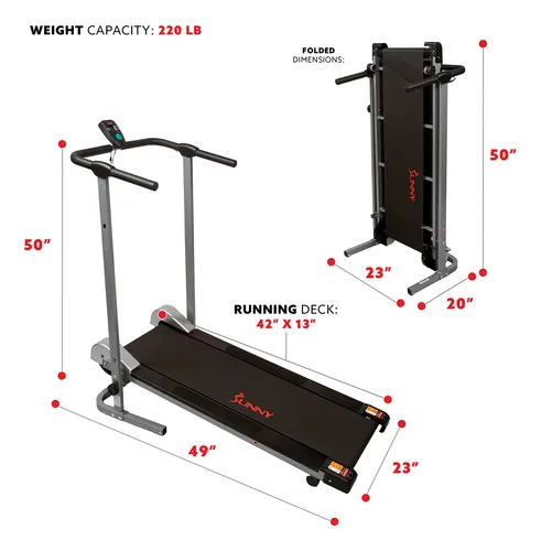 Sunny Health & Fitness Sf-tm - Caminadora Manual, Color Gri.