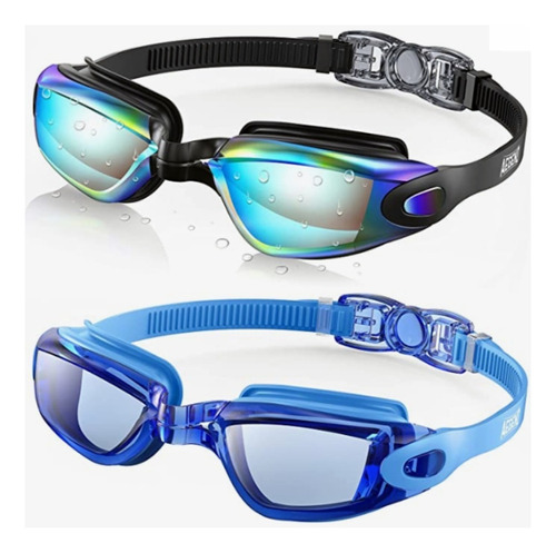 Paquete 2 Goggles Natacion Profesionales Color Azul