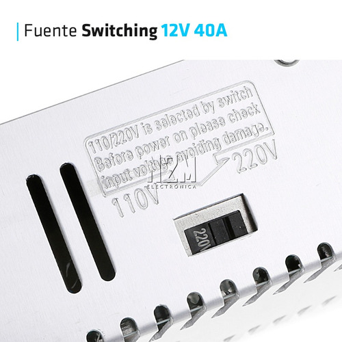 Imagen 3 de 9 de Fuente 12v 40a Metalica Regulada Switching Tira Led Cctv Premium