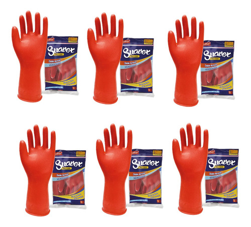 6 Guantes De Latex Rojo Grabado Suavex Numero  8 Y 9 A Elegi