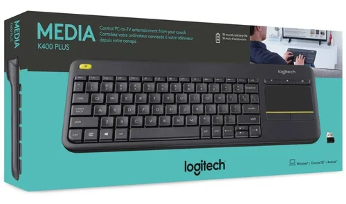 Teclado Logitech K400 Plus Wifi Pc Qwerty Touch Pad Smart Tv