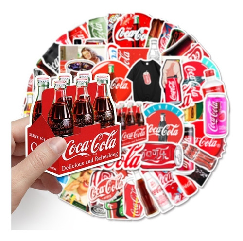 Imagen 1 de 4 de Coca Cola Set De 50 Stickers / Calcomanias / Pegatinas