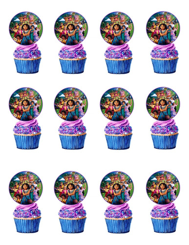 Pack 12 Toppers Para Cup Cake Encanto 