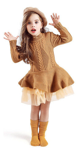 Vestido De Niña Para Niños, Suéter De Punto, Ropa Casual De