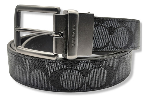 Cinturon Coach Doble Vista Reversible Hombre Mujer Unisex Color Negro Diseño De La Tela Hebilla Clasica Talla M (115cm)