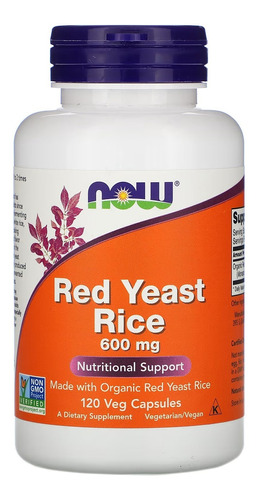 Red Yeast Rice Importado 600mg 120 Caps Now Foods - Original