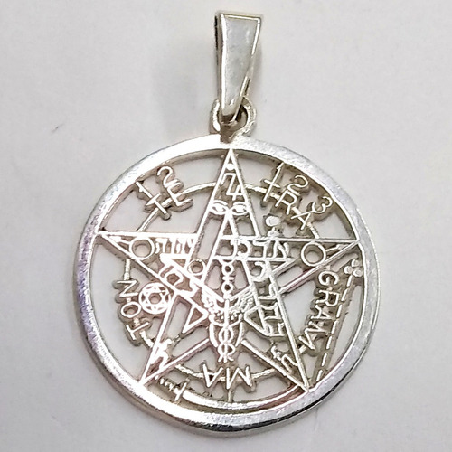 Dije Tetragramaton Pentagrama En Plata Fina 3.5cm Diámetro