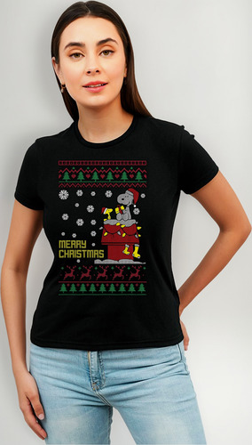 Playera Snoopy Ugly Sweater Navidad Diseño 1516 Beloma