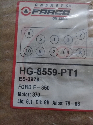 Imagen 3 de 3 de Empacadura Camara Ford F-350 Motor 370