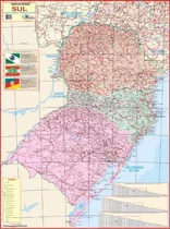 Comprar Mapa Geográfico Político Escolar Planisférico Da Região Sul Do Brasil Contendo Os Estados Paraná Santa Catarina E Rio Grande Do Sul - Gigante Medindo 1.2m X 90cm Dobrado - Equipe Multivendas