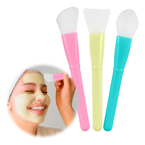 Kit De 3 Brochas De Silicón Para Aplicación De Mascarillas Cremas Sérums O Maquillaje Suaves Higiénicas Y Reutilizables Ideales Para Rutina De Skincare Diario O Profesional Diler Color Variado