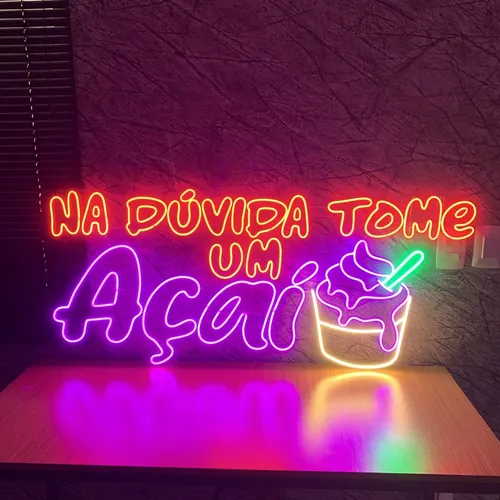 comprar Painel Neon Led - Na Dúvida Tome Um Açaí + Açaí 52x119cm