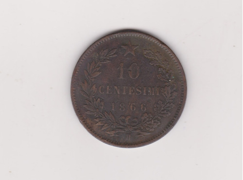 Moneda Italia 10 Centesimi Año 1866 H Muy  Bueno 