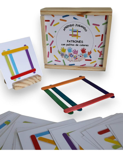 Juego Didactico Patrones Con Palitos De Colores + Tarjetas