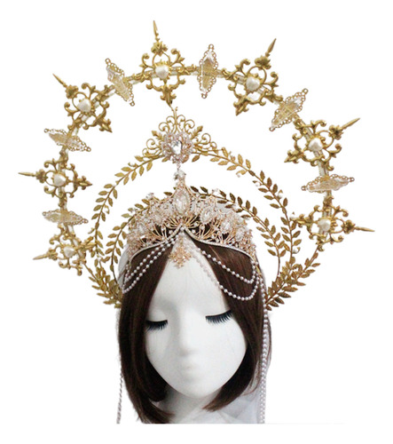 (c) Diadema Con Forma De Corona De Halo Con Púas, Cadena Con