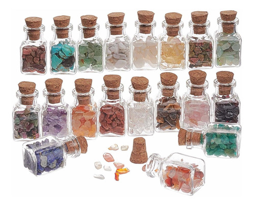 Mini Botellas De Deseos De Cristal De 19 Colores  Piedr...
