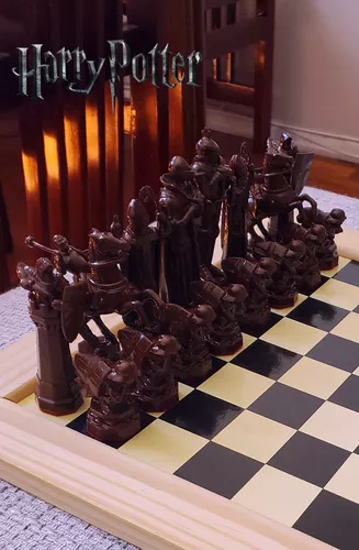 Jogo De Xadrez E Damas Harry Potter Tabuleiro Chess Crianças