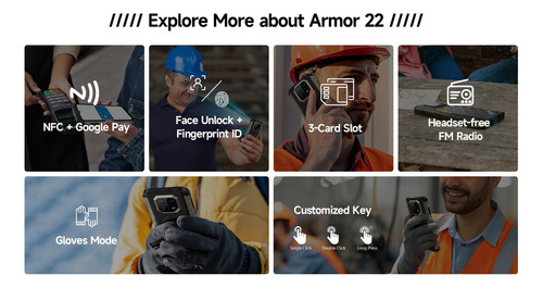 Ulefone Ulefone Armor 22, 12g+256g, Teléfono Robusto 4g Dual